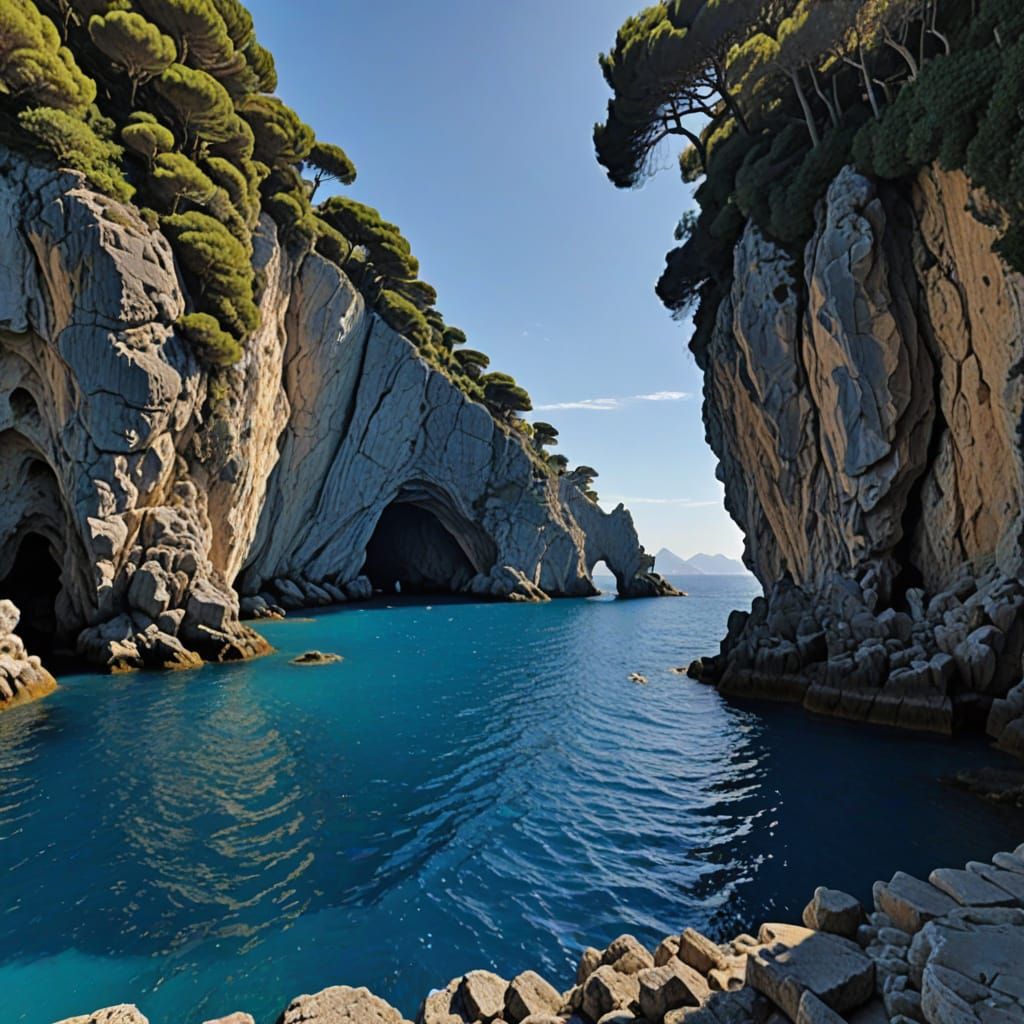 Italian Surrealist Vision of Capri's Subaquatic Grotto