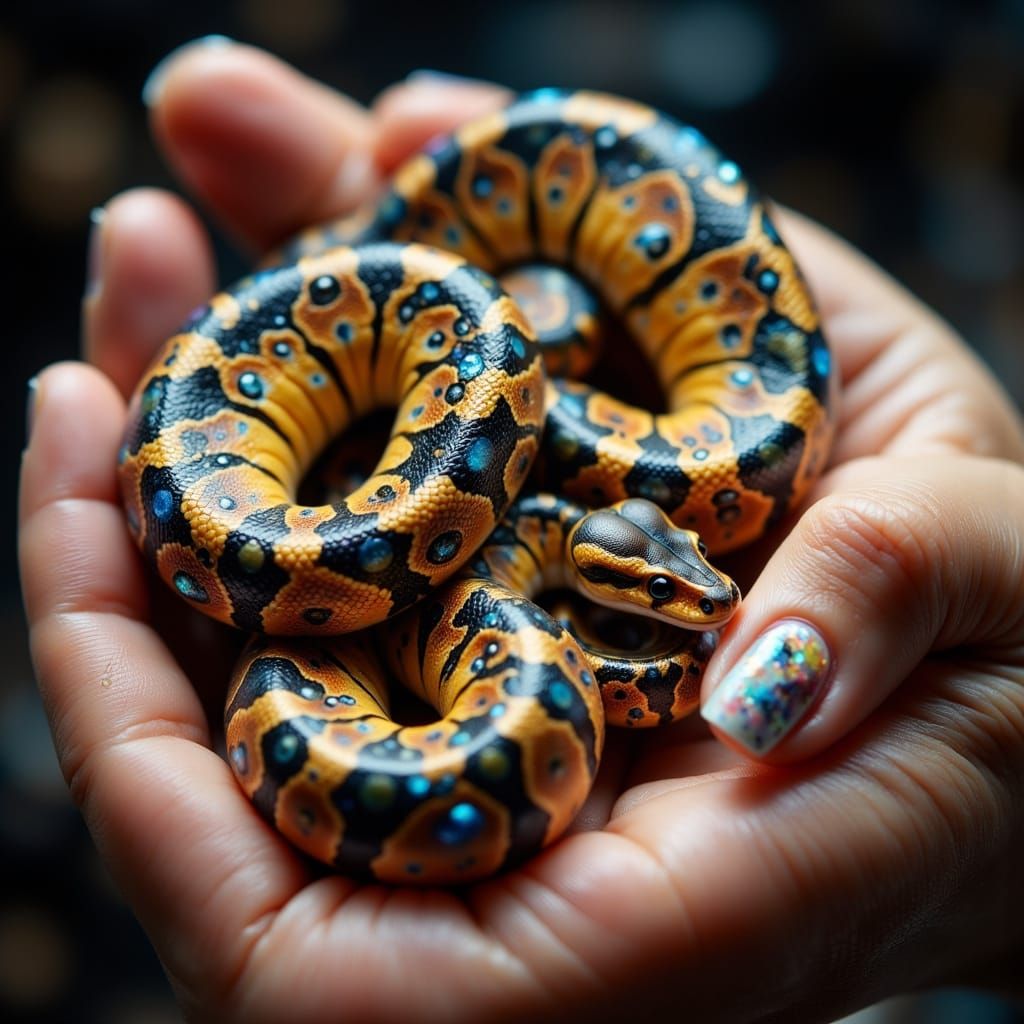 Hyper Realistic Ball Python in a Woman's Hand