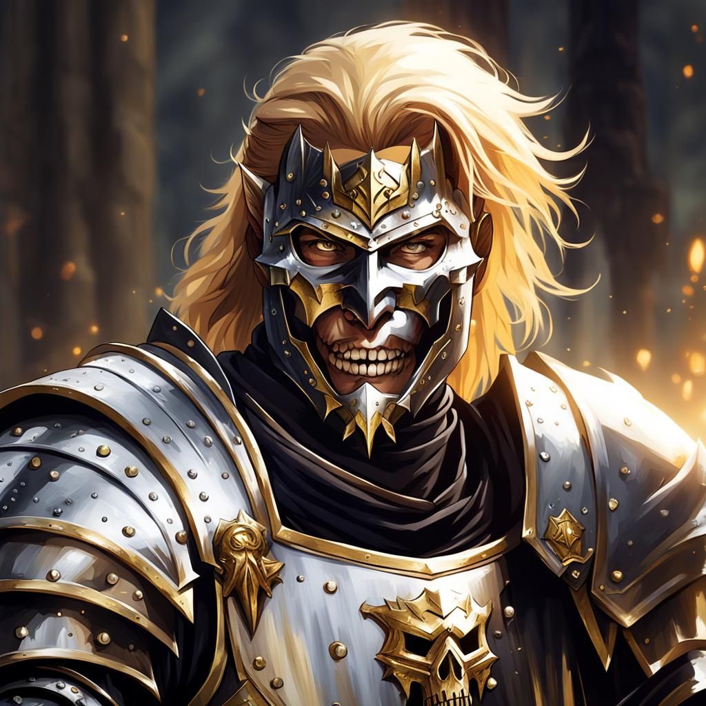 Young Fantasy Warrior in Polished Armor, Digital Art