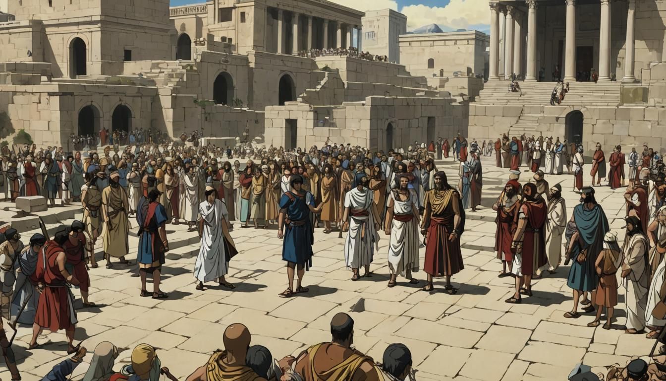 Thebes Royal Palace Scene in Anime Style