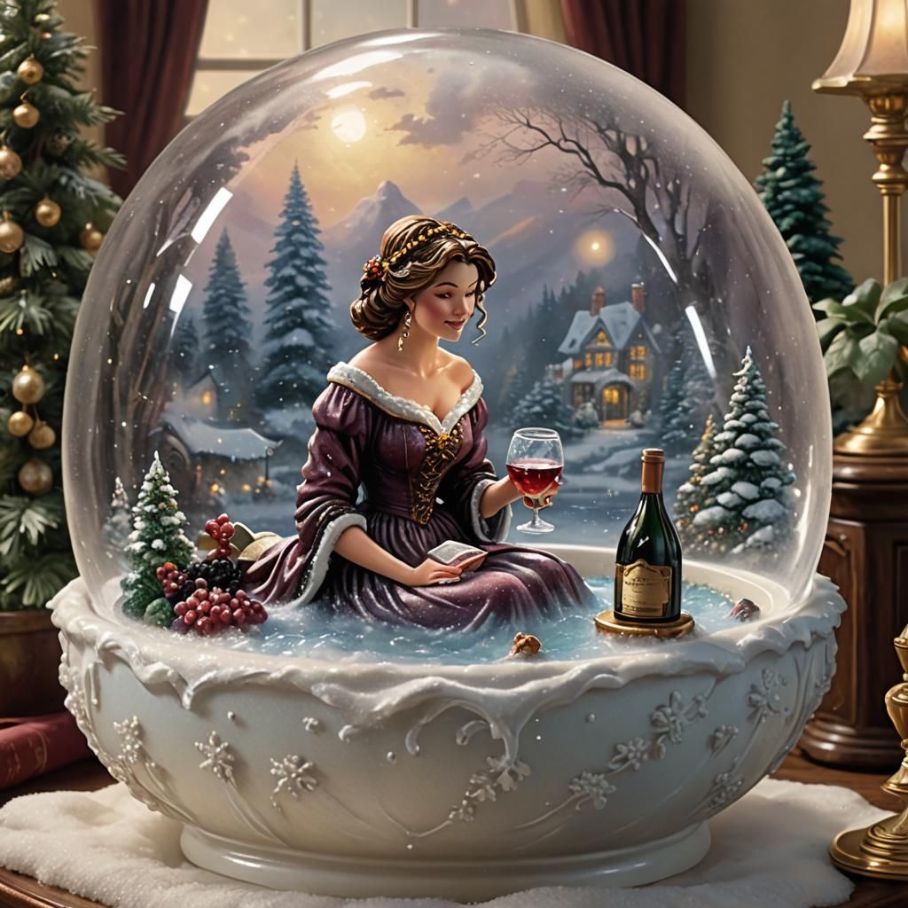 Woman in snow globe