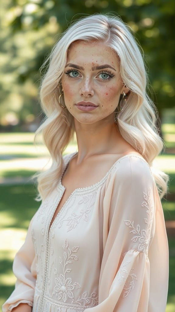 Barefaced freckled bare face of A graceful Ukrainian woman w...