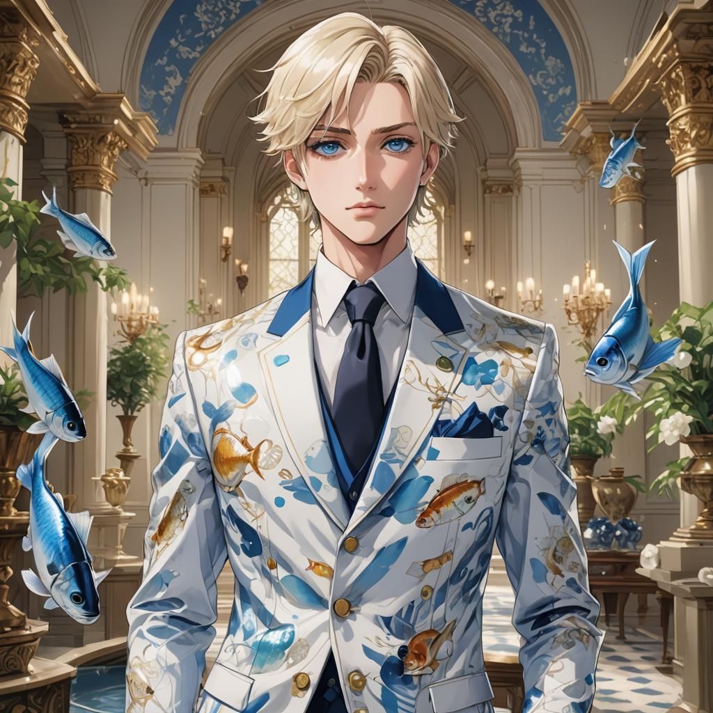 Anime Style Young Prince in Fancy Manor