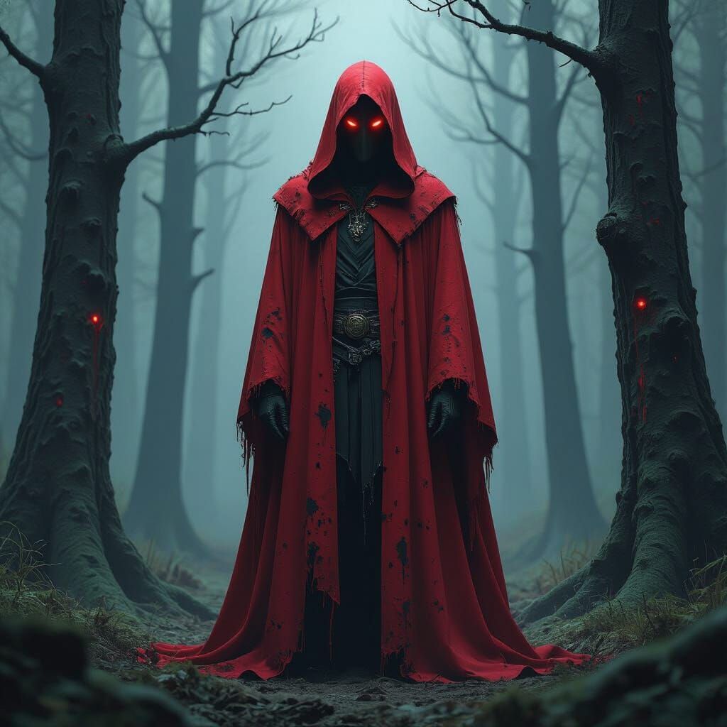 Eerie Figure in Forest, Biomechanical Art