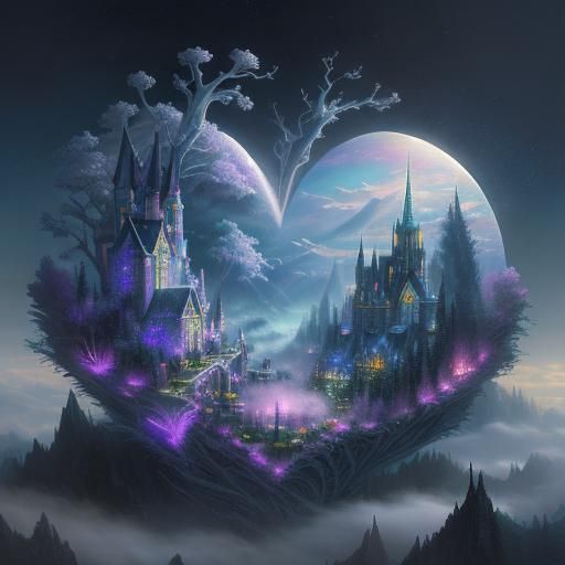 Ethereal Crystal Heart in Fantasy Style