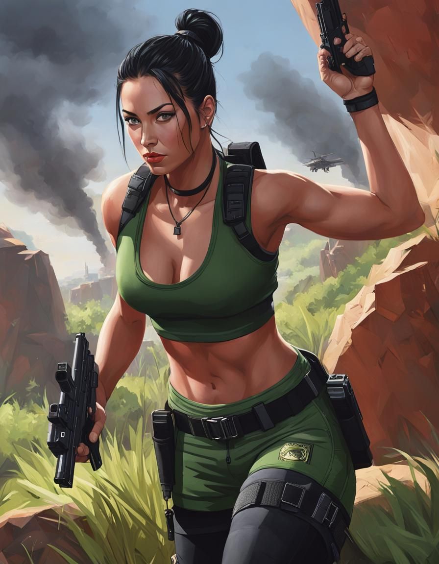 Amazonian Warrior Queen on Throne: Digital Art