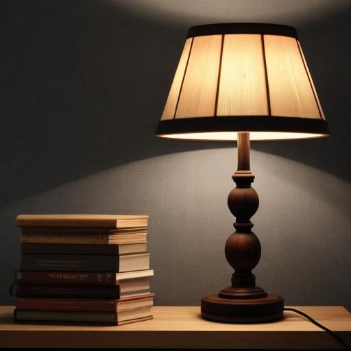Elegant Wood-Turned Table Lamp with Grey Shade