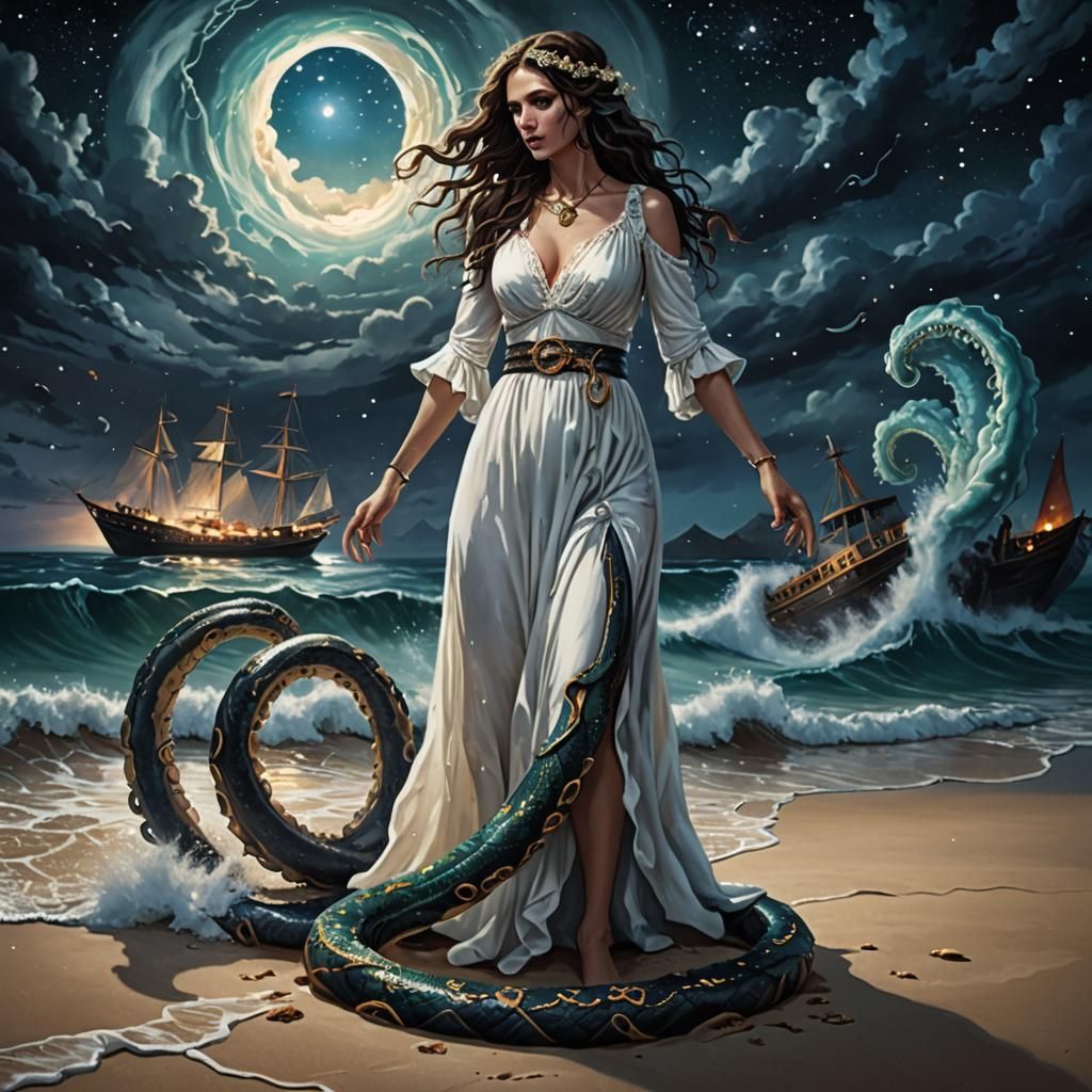 Serpent Offering Ring to Shipwrecked Woman