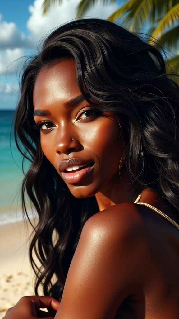 Caribbean Woman Portrait in Dark Fantasy Style