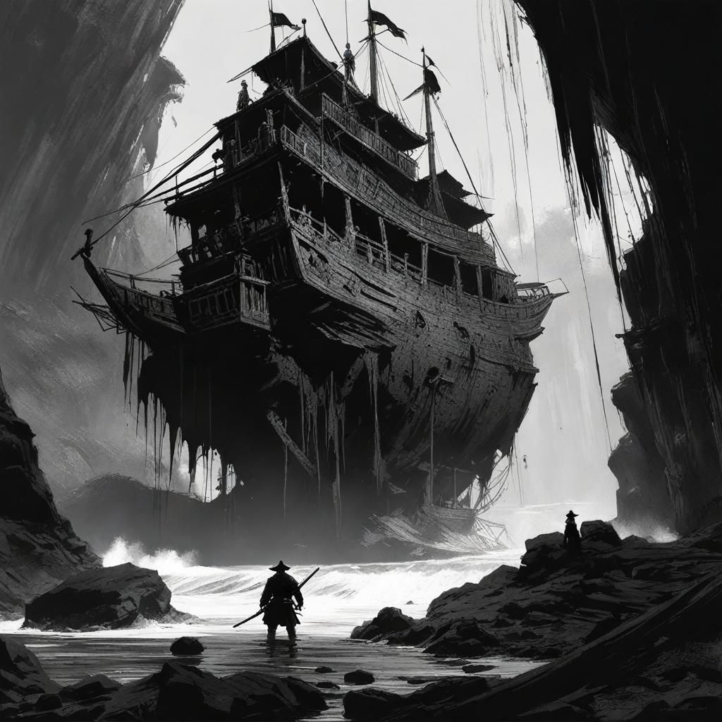 Pirate Ship Cave Hideout in Speedpaint Style