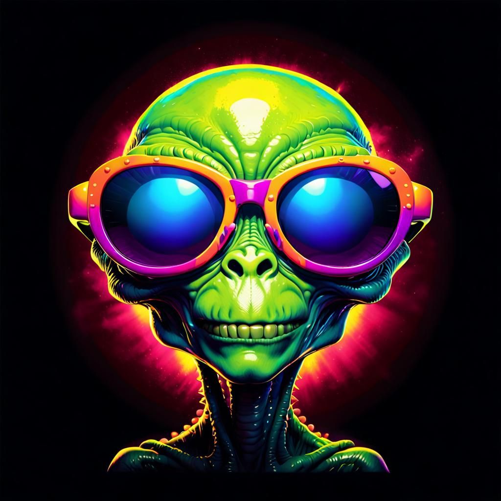 An alien wearing sunglasses.