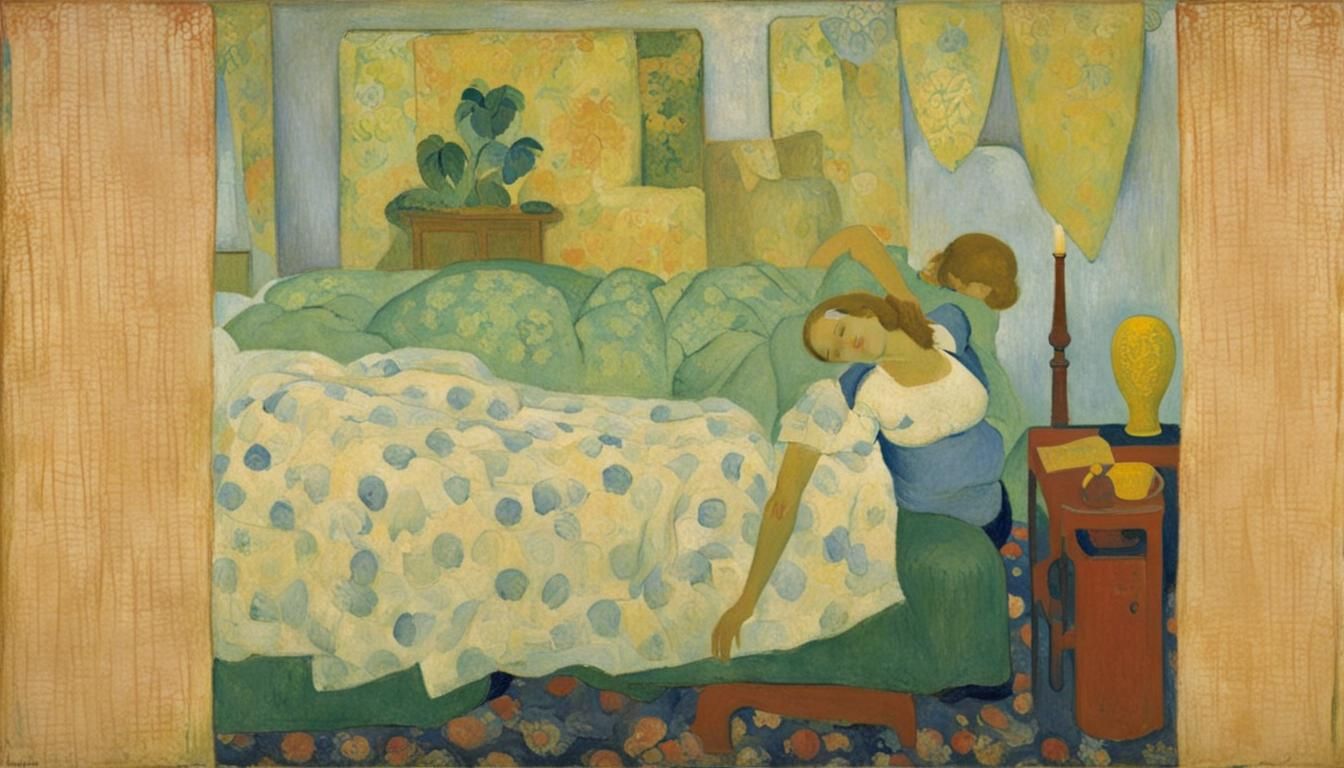 Woman Lying in Bed, in Nabis Style