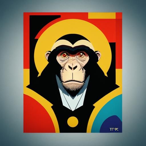 Monkey in Lab Coat: Pop Art Digital Illustration