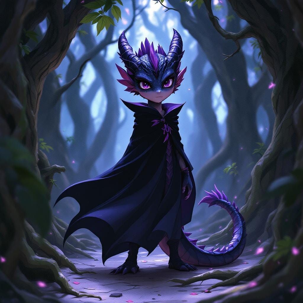 Anime Dragon Boy in Dark Forest