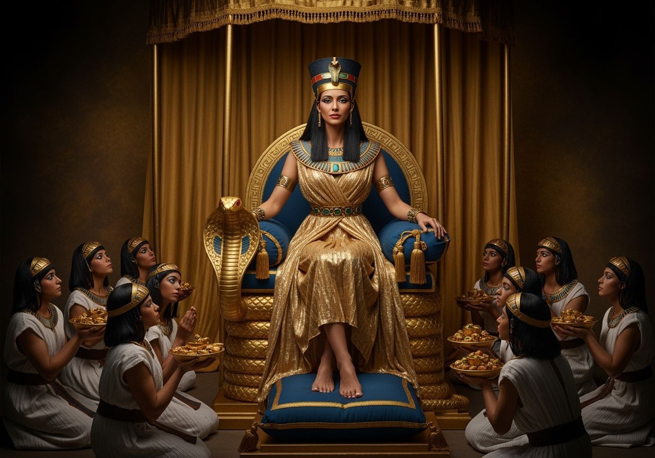 Egyptian Queen on Gold Throne, Professional Portrait
