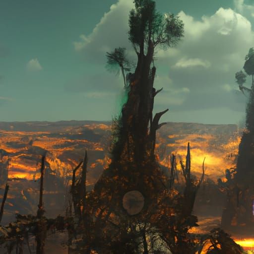 Post-Apocalyptic World of Warcraft in Matte Painting Style