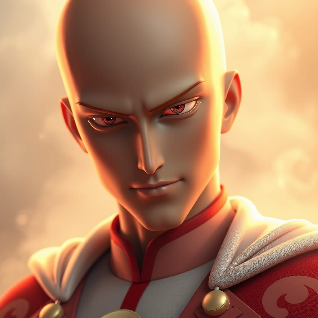 Hyperrealistic 3D Portrait of Saitama in Dreamscape