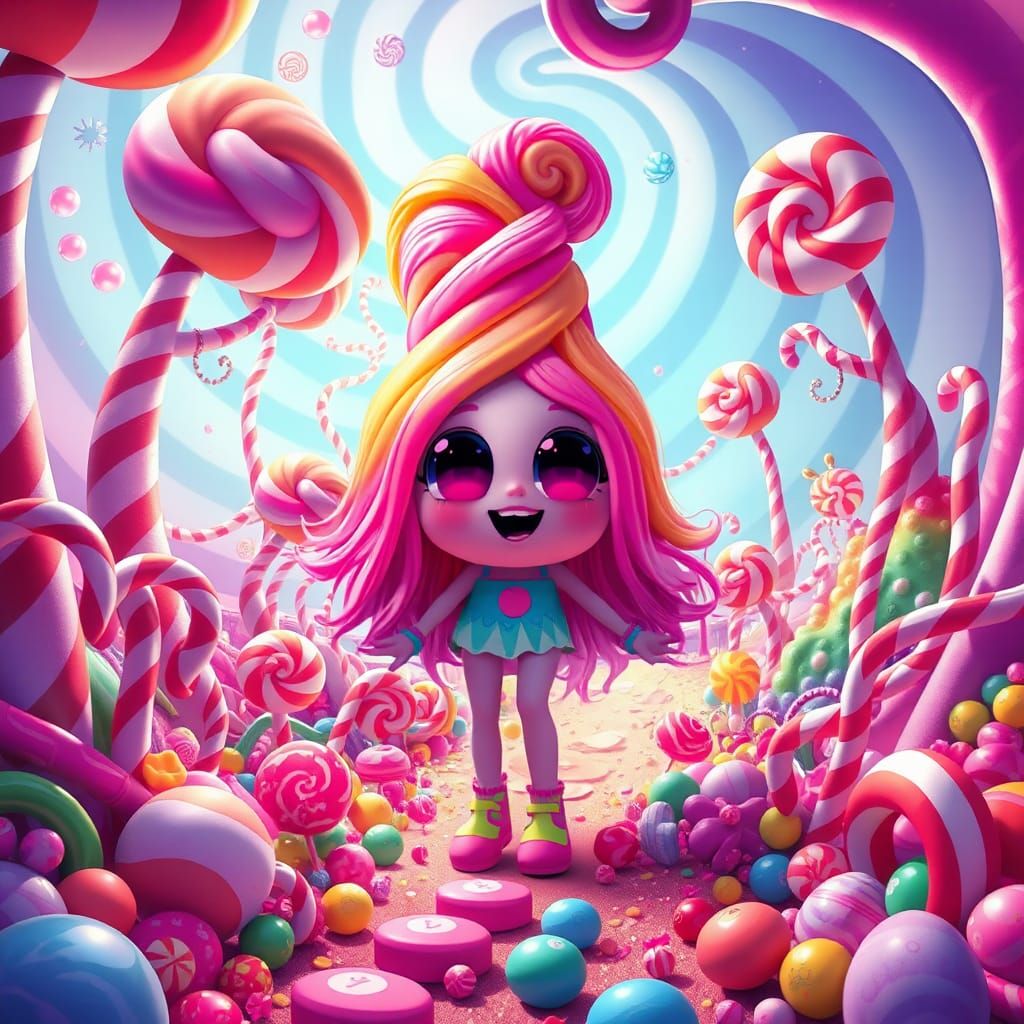 Psychedelic Candyland Illustration in Postmodern Art Style