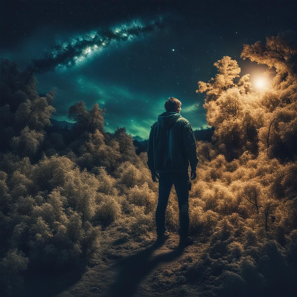 Fairy Dreamland: Man Under Night Sky