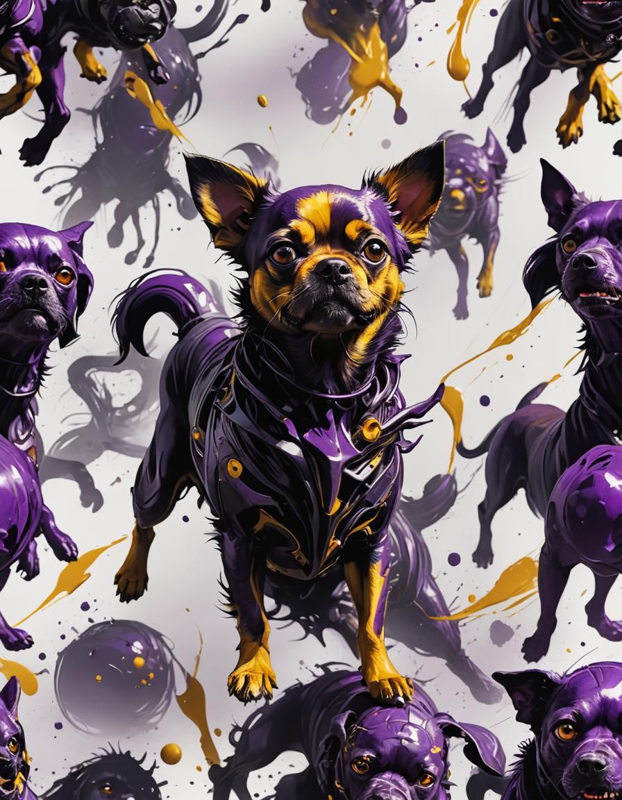 Dark Fantasy Cartoon Dog in Art Nouveau Style