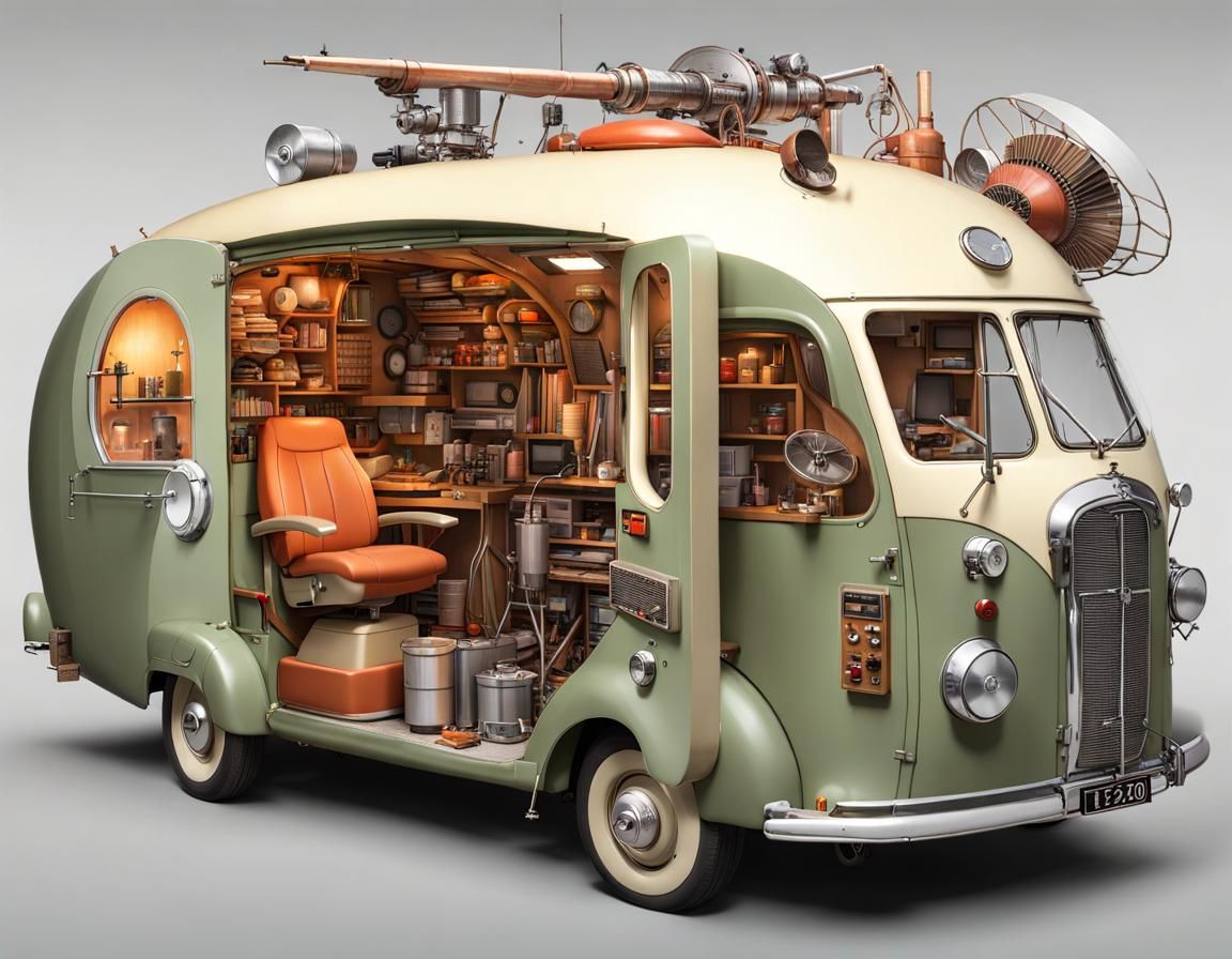 Cutaway of 'Fat Man' Atomic Bomb in Surreal Style