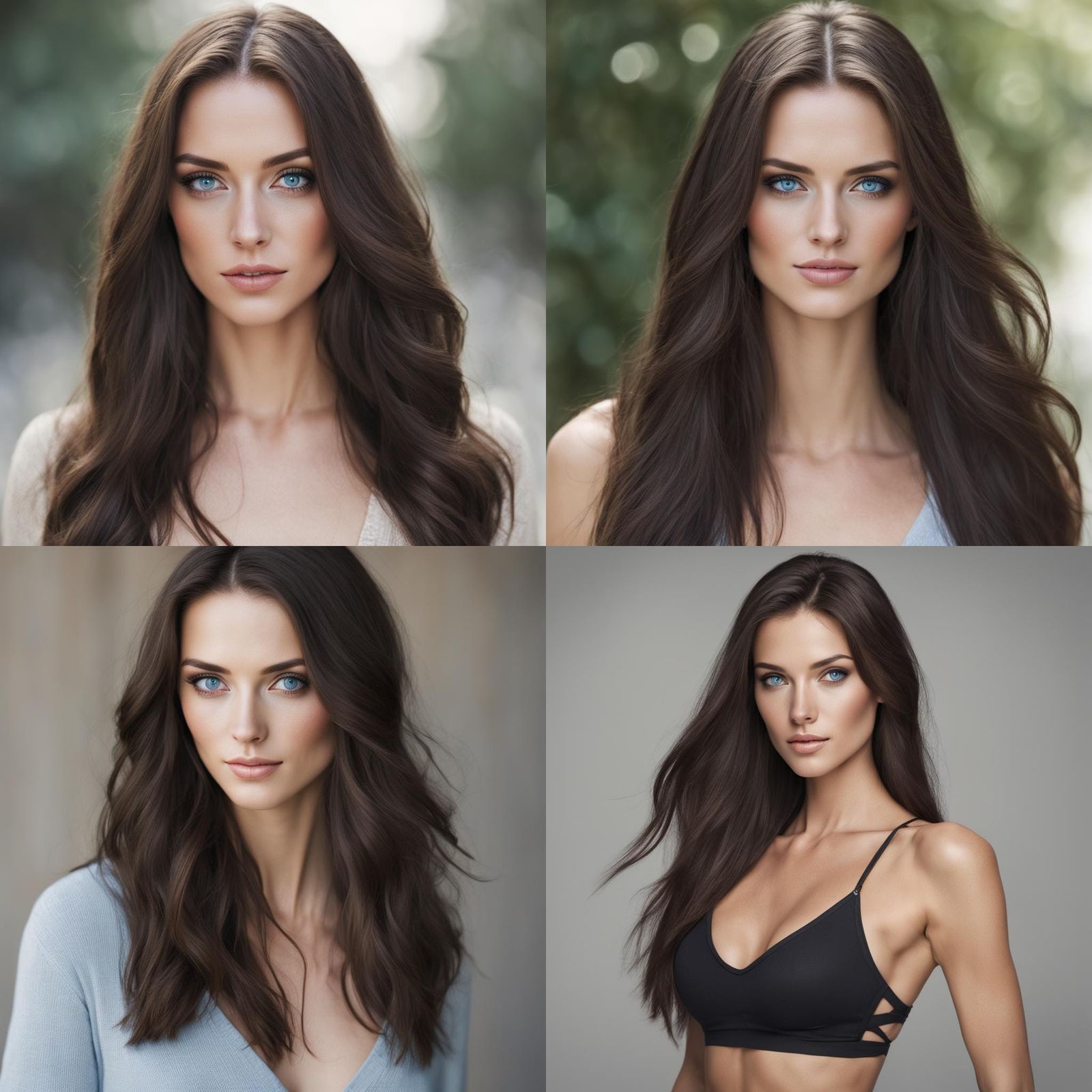 AI Image of a Slim Blue-Eyed Brunette