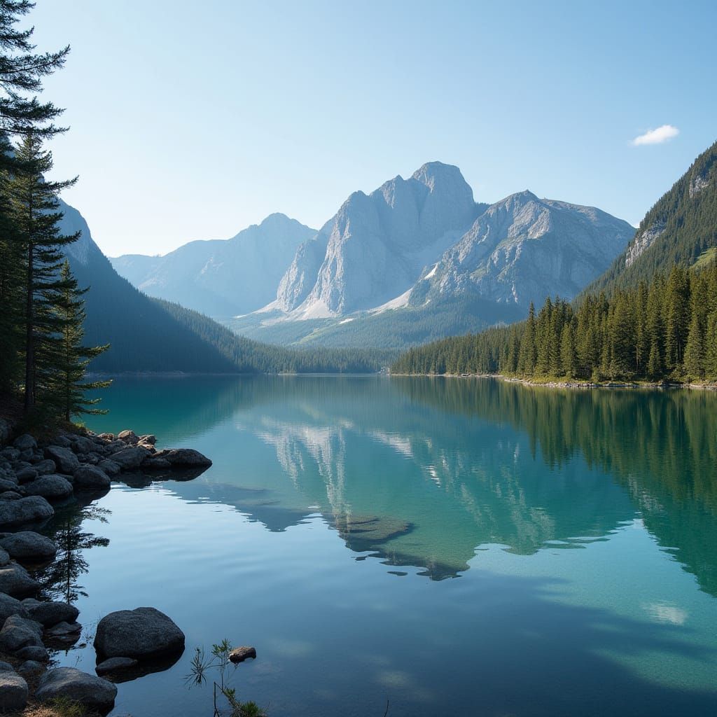 AI Generated Mountain Lakes Image