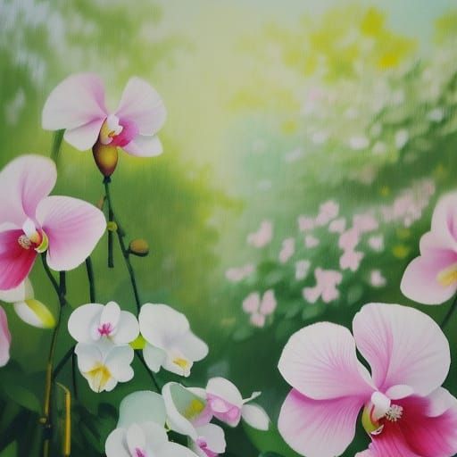 Lilly Portrait in Lush Impressionist Garden