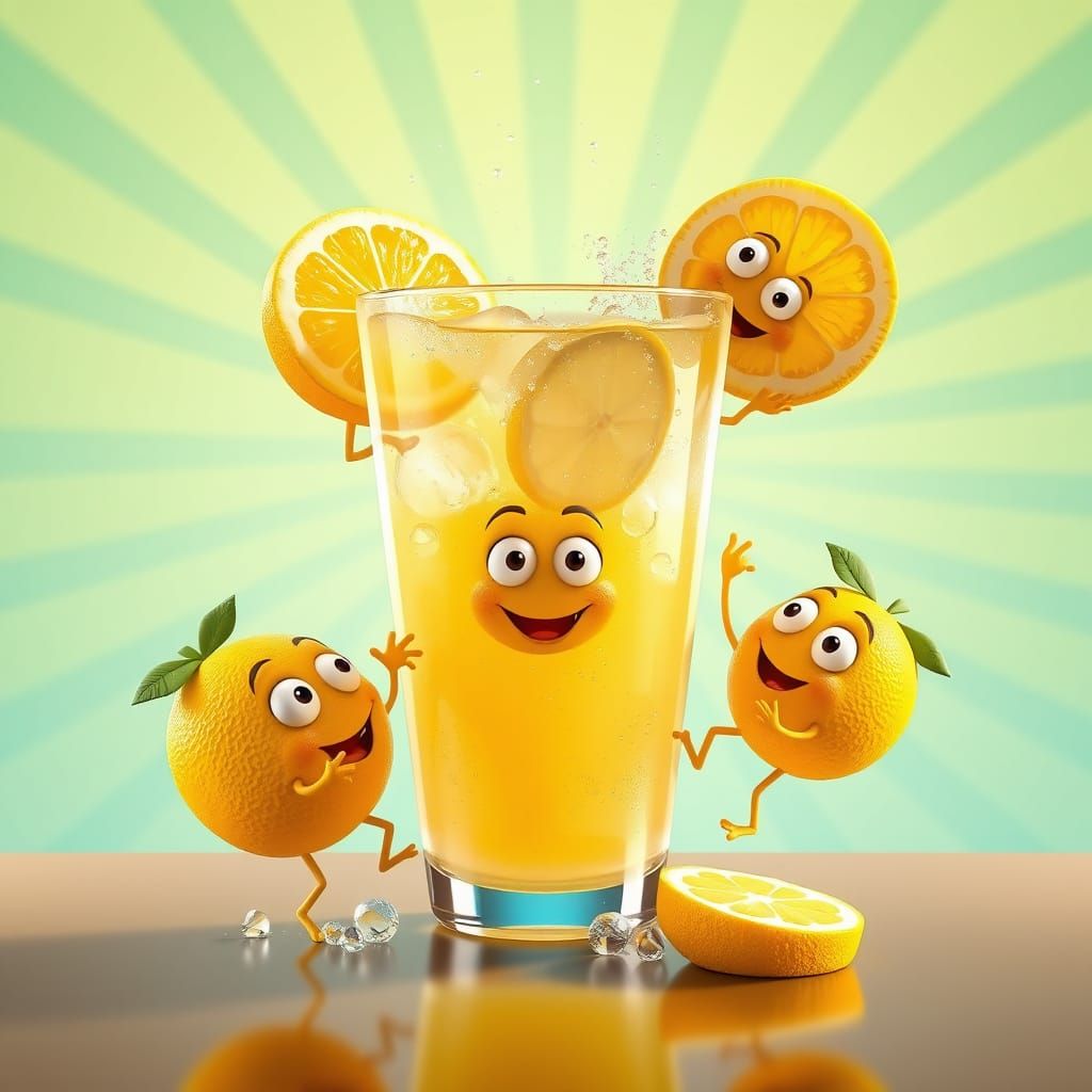 Whimsical Citrus Celebration in Vibrant Digital Art