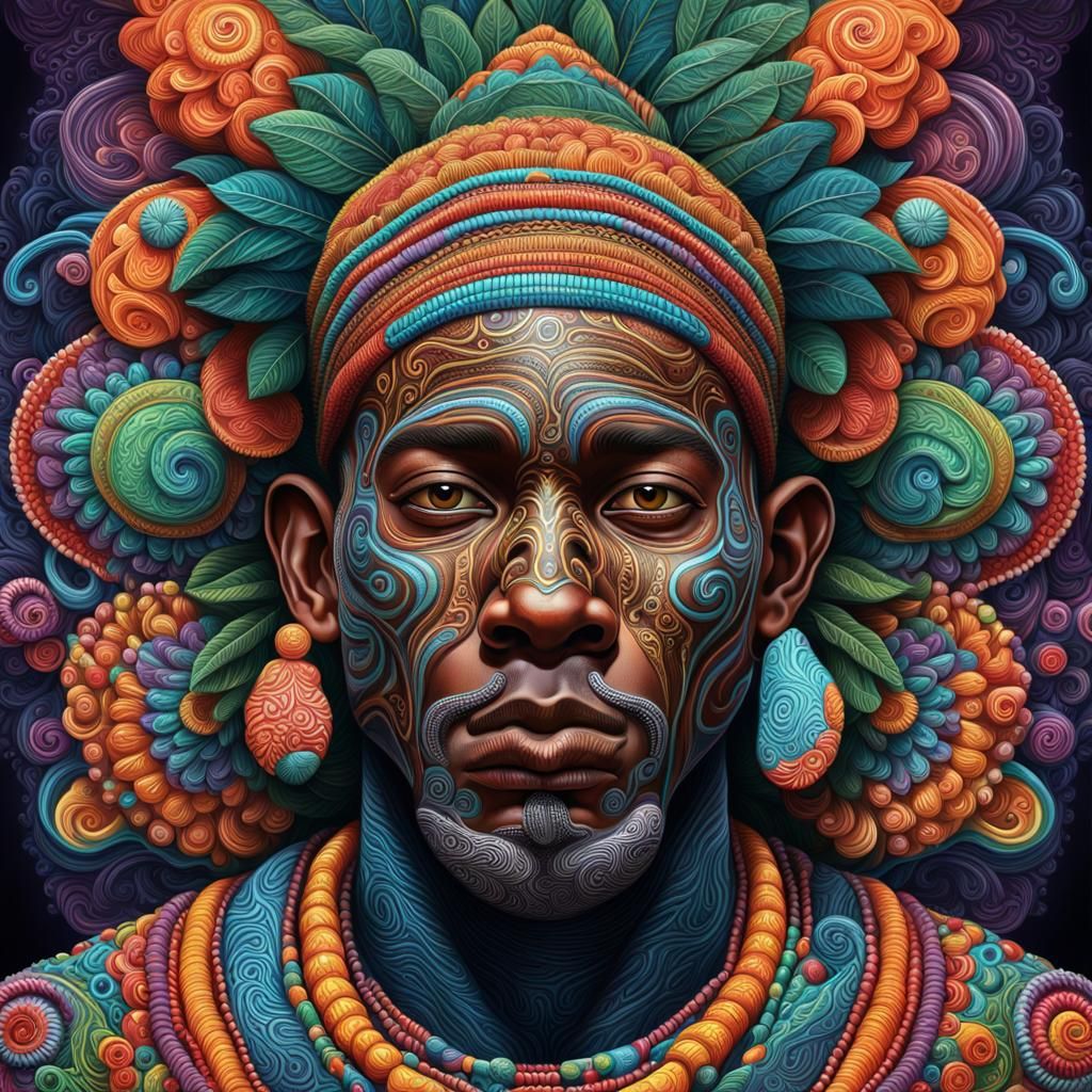 Candy Art of African Man with Filigree Designs