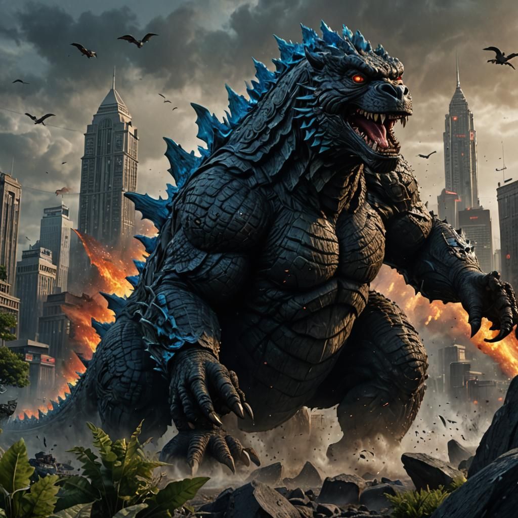 Pug-Faced Godzilla Concept Art in Unreal Engine