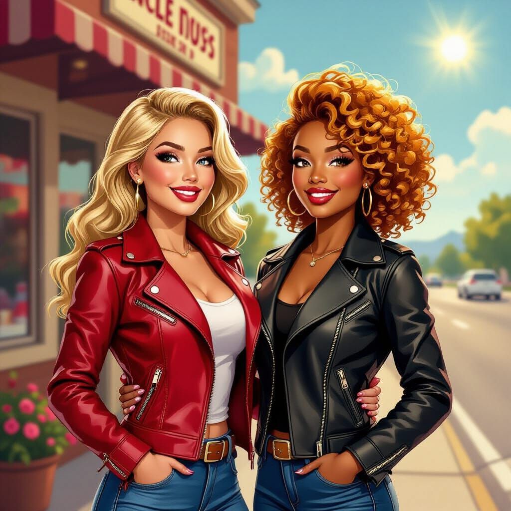 Glamorous Pinup Models Pose Outside BBQ Restaurant