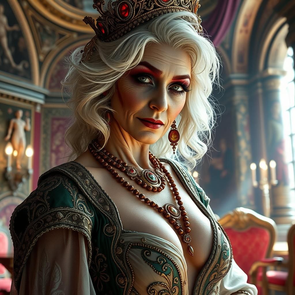 Elderly Transvestite as Messalina in Fantasy Brothel