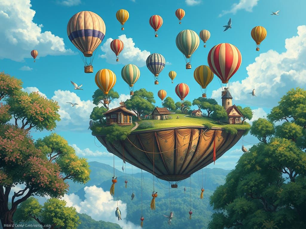 Floating Island: A Whimsical Fantasy Scene