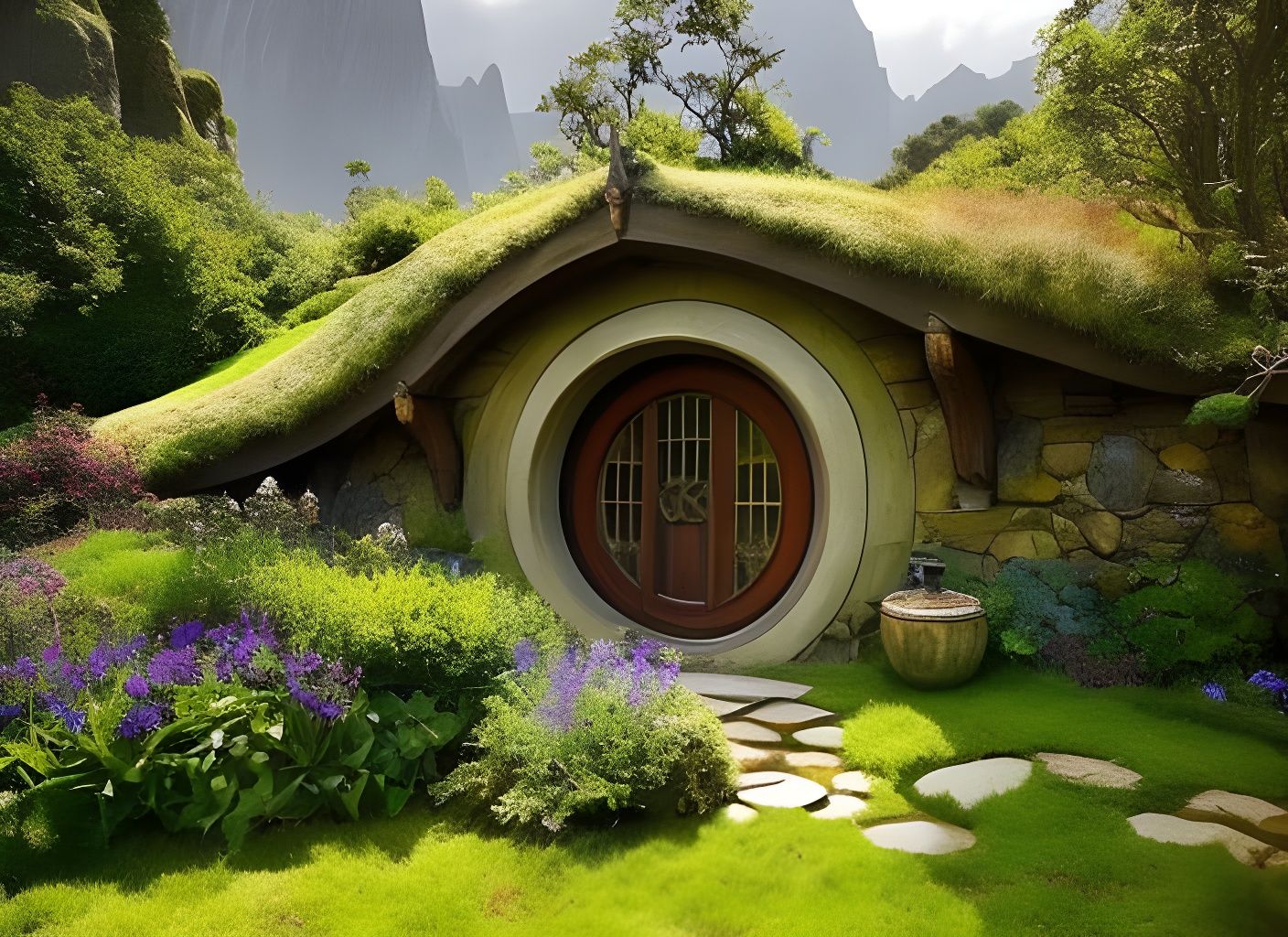 Detailed Hobbit Home in Middle Earth