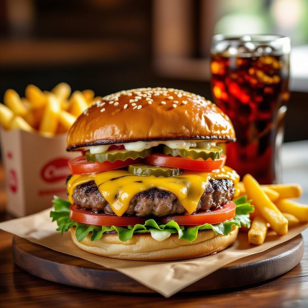 Hyperrealistic Caesar Burger Still Life, Food Photography