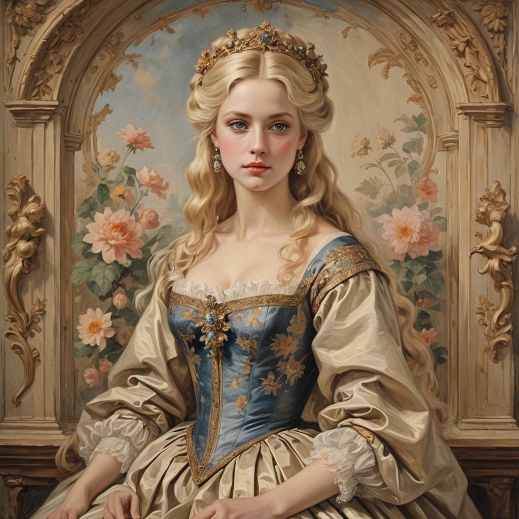 Historical Blonde Beauty in Painted Masterpiece Style