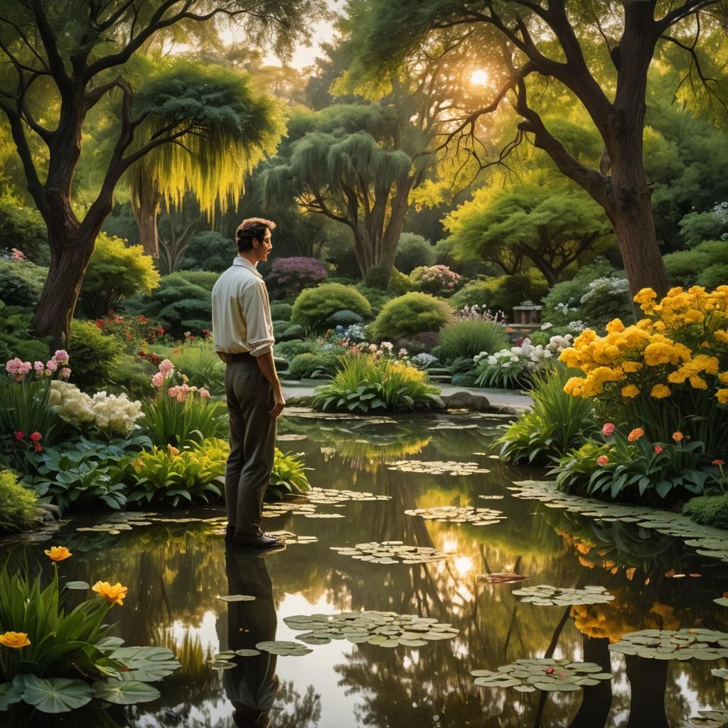 Adam in Eden Garden Reflecting Enigma