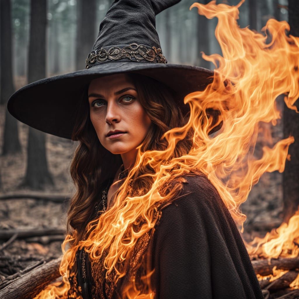 Witch Engulfed in Fire