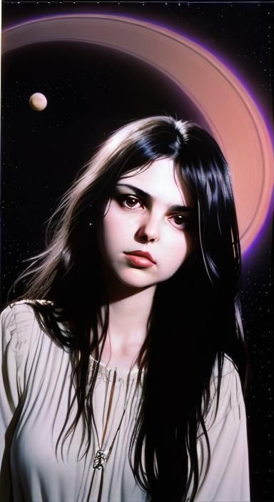 Ethereal Portrait with Saturn