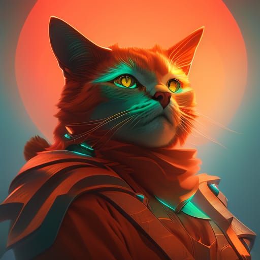 Hyperdetailed Cat Portrait in Art Nouveau Style