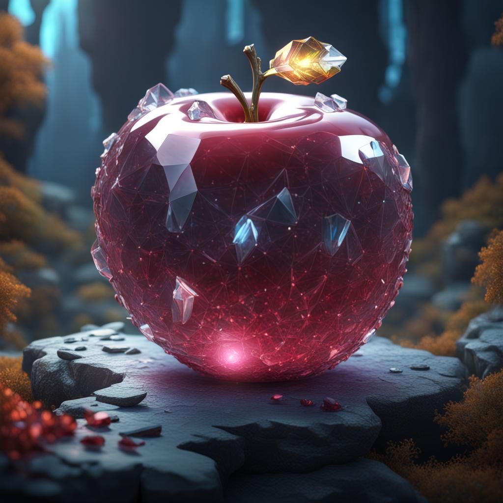 Detailed Crystal Apple Fantasy Concept Art