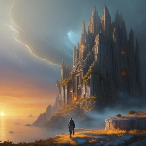 Mystical Alien City Sunset: Cinematic Sci-Fi Art