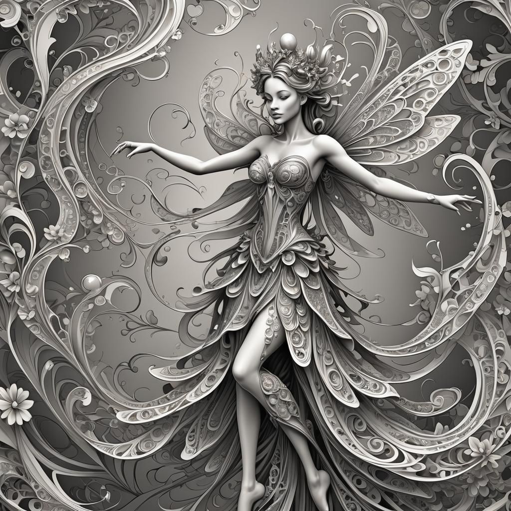 Elegant Fairy Dances: Abstract Fractal Vector Art