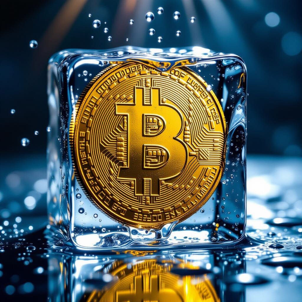 Melting Dollar Coin in Ice: Cinematic Close-Up