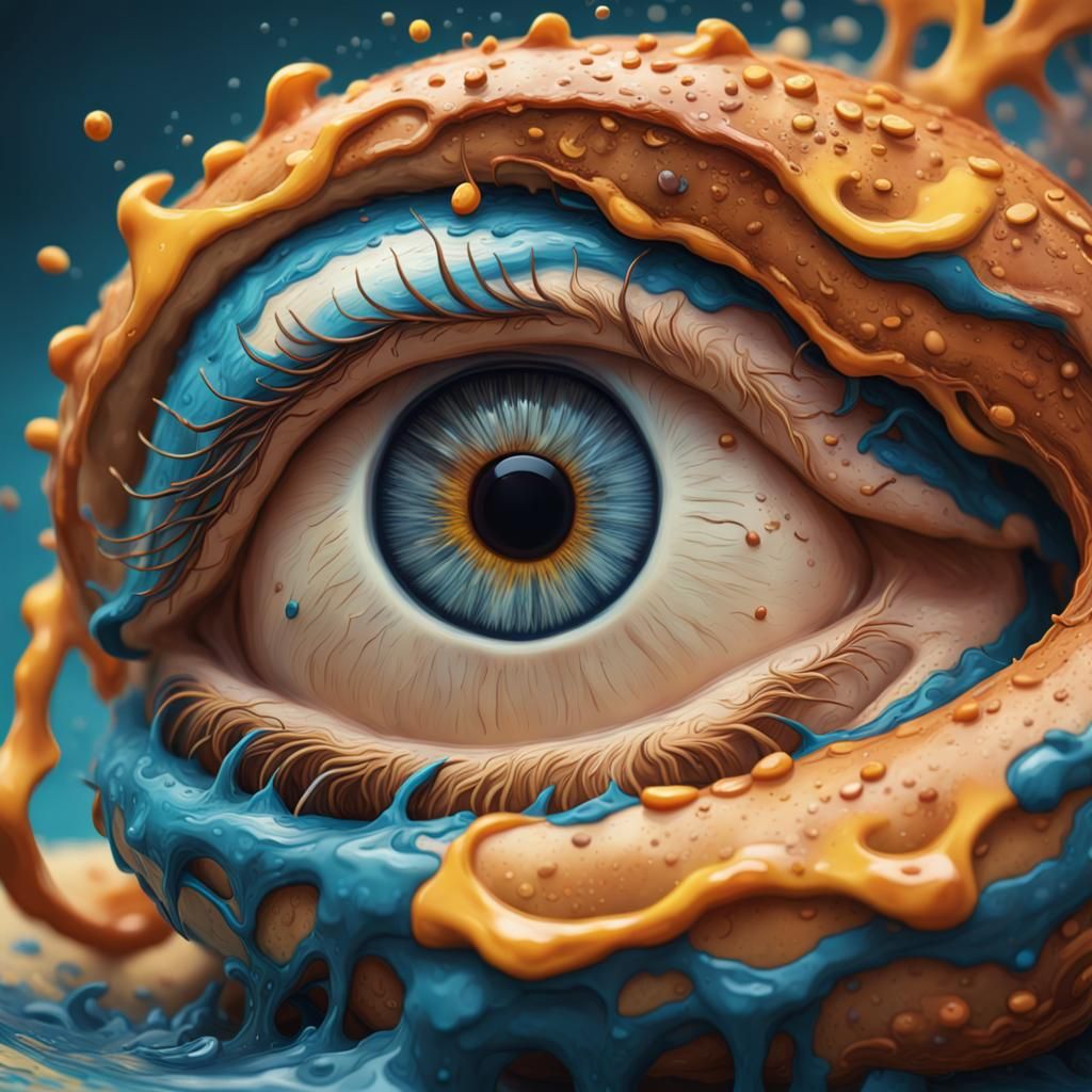 Hyperrealistic Pretzel with Eyes as Splash Art