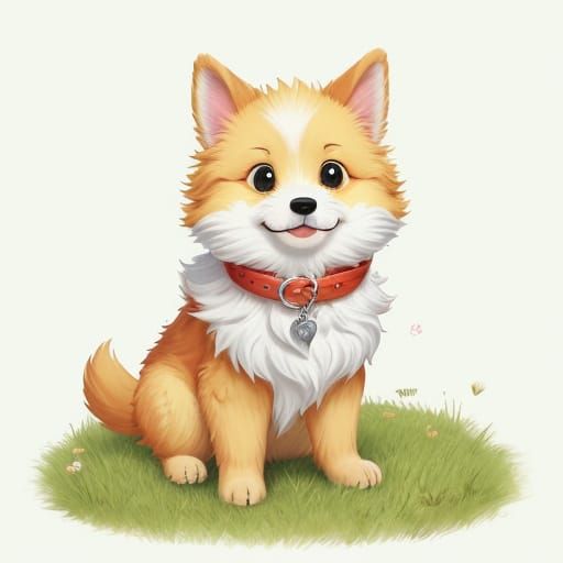 Adorable Dog Portrait in Whimsical Cartoon Style