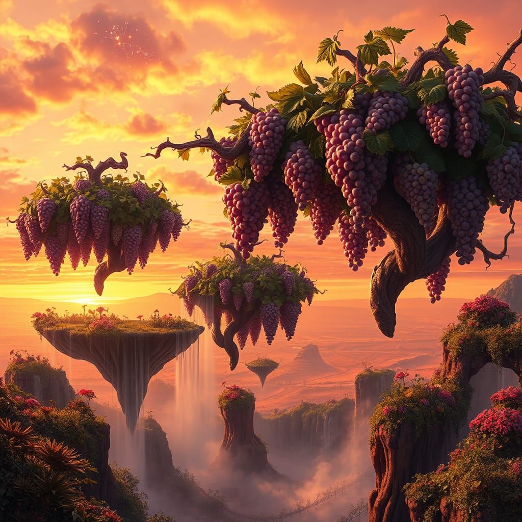 Dreamlike Surreal Fantasy in Golden Hour Light