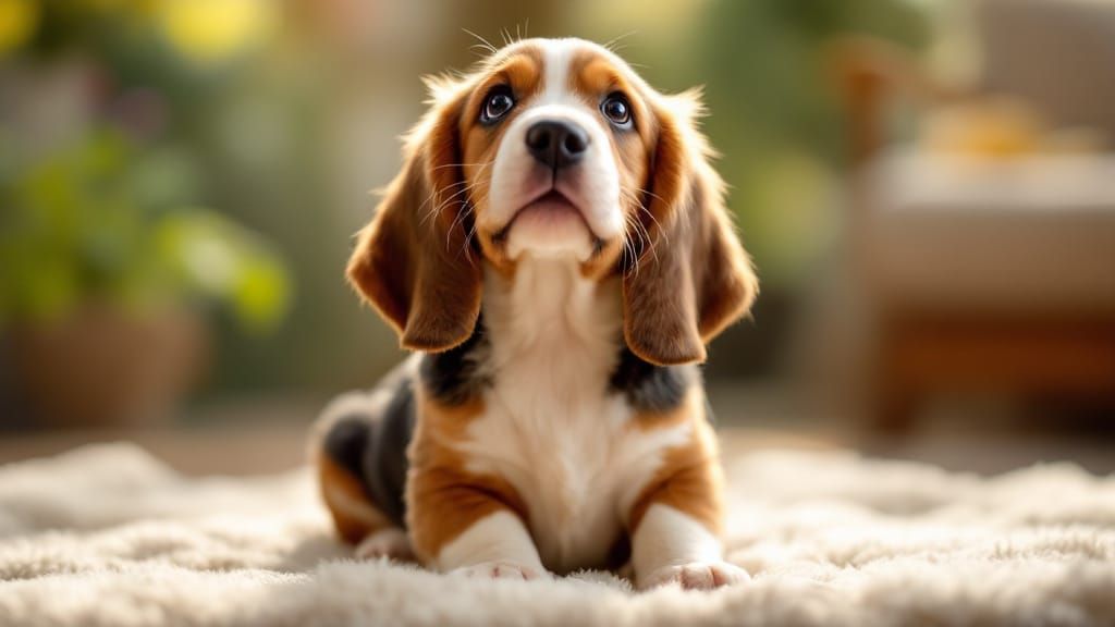Adorable Basset Hound Puppy with Playful Expression