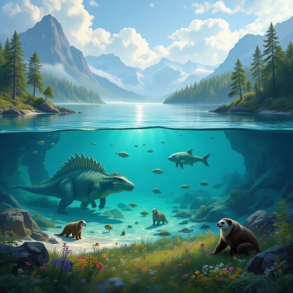 Ethereal Lake Silvermere with Ancient Ruins and Prehistoric ...